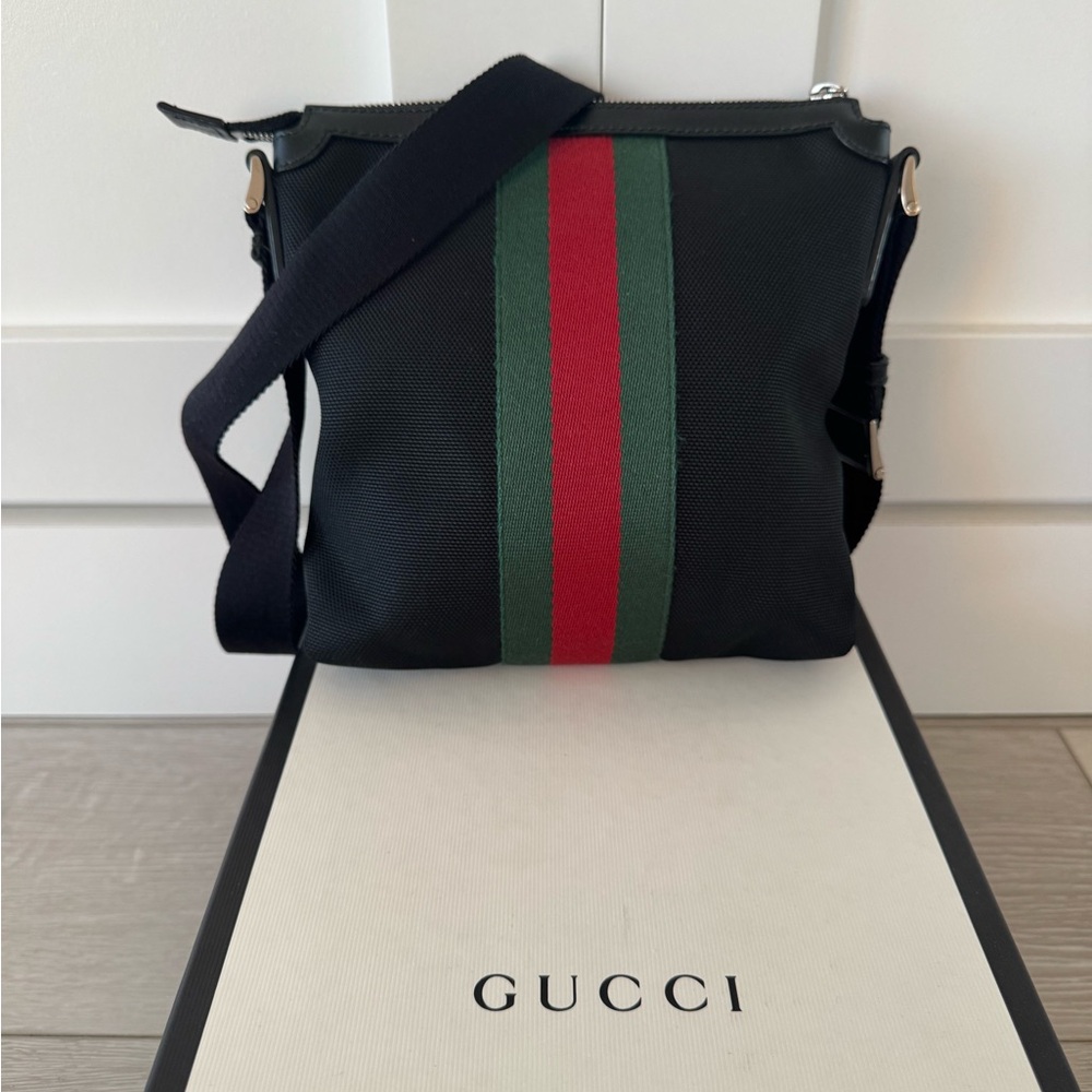 Gucci Techno Canvas Web Small Flat Messenger Bag … - image 2